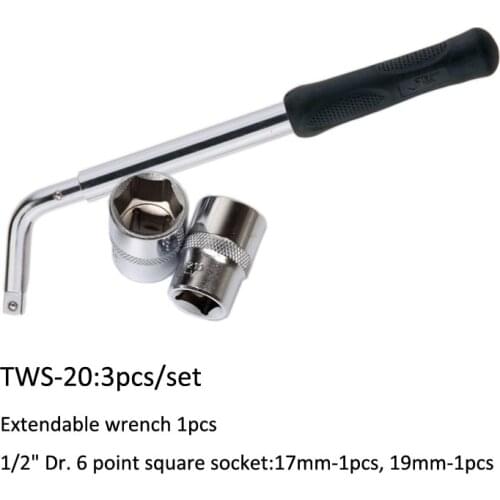 Telescopic Auto Wheel Removal Wrench Lug Wrench Telescoping Power Wrench With Two Standard Sockets 17,19,21,23MM DAL019