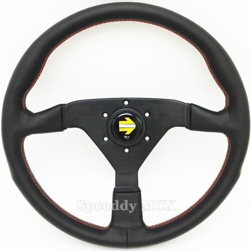 Spceddy MCX Racing Drift Steering Wheel 14 Inch 350mm Car Sports Steering Wheel Leather Universal Black Mo21S0315