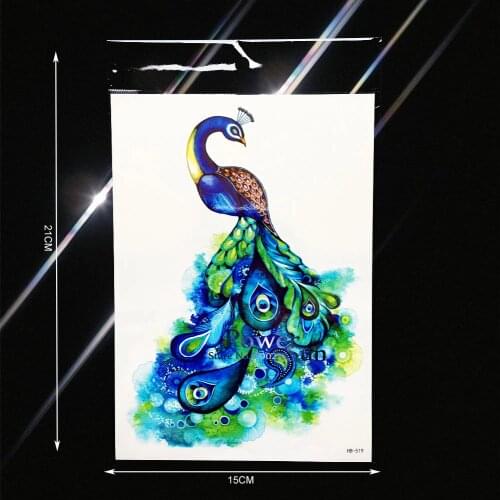 Henna Peacock Temporary Tattoo Body Art Arm Sleeves Women Men Shoulder Tattoo Onderarm Chest PHB-519 Removable Tatoo Summer Taty