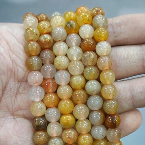 Golden Silk Jade Natural Stone Round Beads DIY Bracelet Necklace Charm Beads for Jewelry Making 15" Strand 6 8 10MM Wholesale