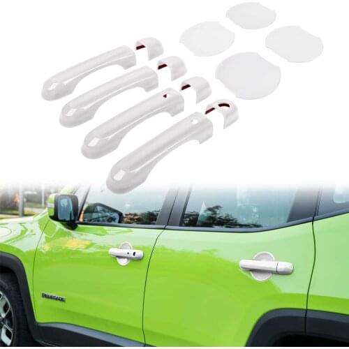 Door Handle Cover with Smart Keyhole and Cup Bowl Cover Trim Combo for 2015 - 2021 Jeep Renegade 12 PCS White