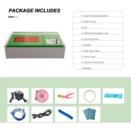 40W CO2 Laser Engraving Machine 300x200mm Laser Engraver Cutter Cutting Wood Working Crafts