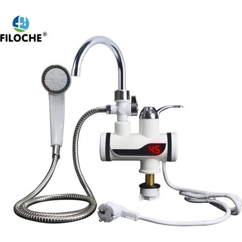 Water Heater Shower 220V Kitchen Faucet EU Plug Electric Water Heater 3000W Digital Display For Country House Cottage