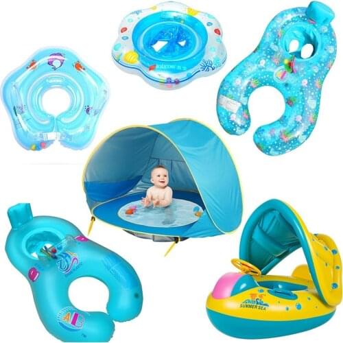 Mother Child Inflatable Ring Swimming Circle Baby Float Swimming Pool Accessories Piscina Summer Swimtrainer Circles Floaties