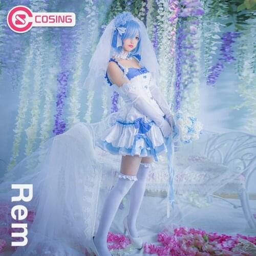 Anime Cosplay Rem Wedding Dress Re:Life In A Different World From Zero Ram&Rem Uniform Cosplay Costume For Girls