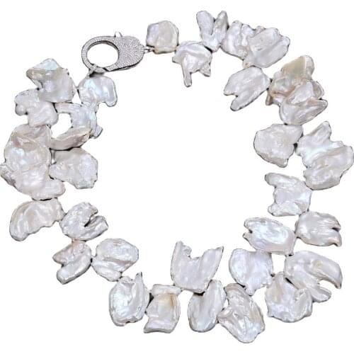 GG Jewelry 15x22MM 18'' White Keshi Pearl Necklace