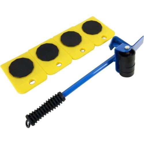1Set Furniture Moving Transport Hand Tool 4 Mover Roller+1 Wheel Bar Kit ABS Plastic High Quality Steel Household Heavy Object
