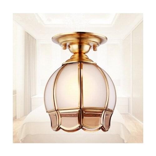 Nordic classical romantic copper&glass Ceiling lights Handwork soldering E27 LED lamp for porch&pavilion&stairs&bar BRSXDD003
