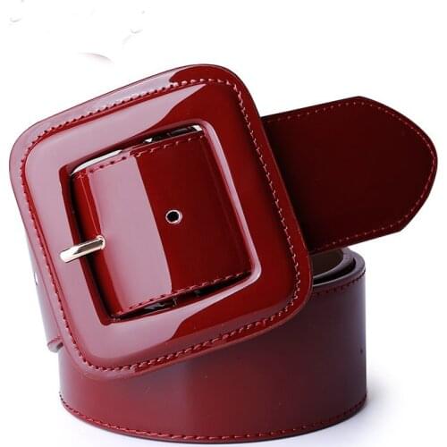 Catelles Wide Womens Belt Red Female Genuine leather Belt For Women Designers Brand High Quality Woman Waist Belts For Dresses
