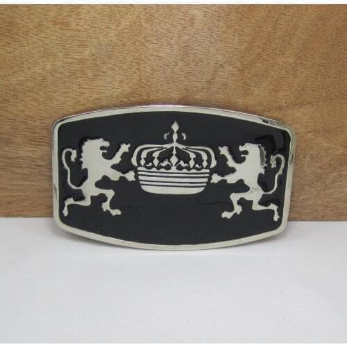 BuckleClub retro zinc alloy double lions belt buckle jeans gift belt buckle FP-02971 silver FINISH drop shipping