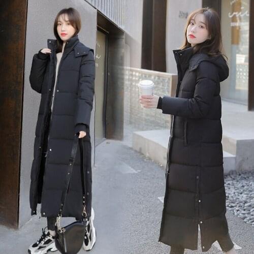 Down parka Detachable hat 2021 new winter jacket Korean loose thickened long knee cotton padded jacket winter coat 2181