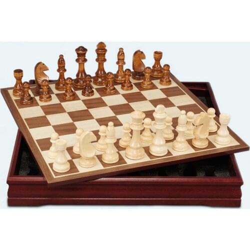 2020 Wood Chess Set International Chess Game Box Chessboard Wooden Chess Pieces King Height King 70/110 mm Chessman Puzzle Games