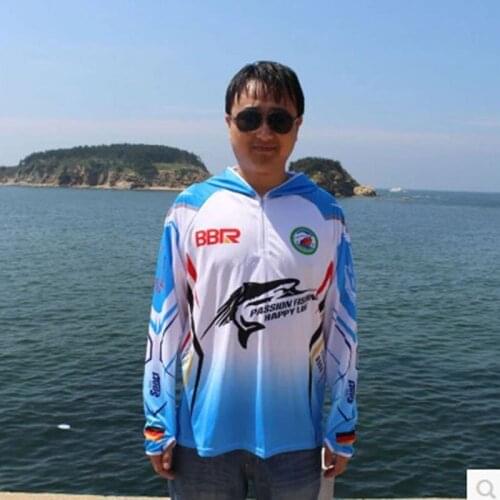 Blue Summer Fishing Shirt Hiking Running Shirts UV Protection Comfortable Breathable Sunscreen Mens Sports And Leisure Wear