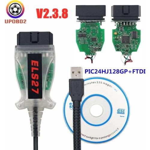 V2.3.8 ELS27 FORScan Scanner PIC24HJ128GP+FTDI Microchip For Ford Green PCB Diagnostic Cable ELS 27 Works For ELM327 J2534 For M