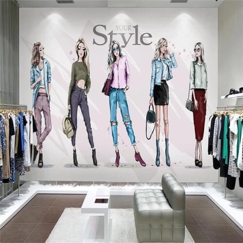 Wellyu Retro hand-painted fashion beauty clothing shop tooling wall custom large mural wallpaper papel de parede para quarto