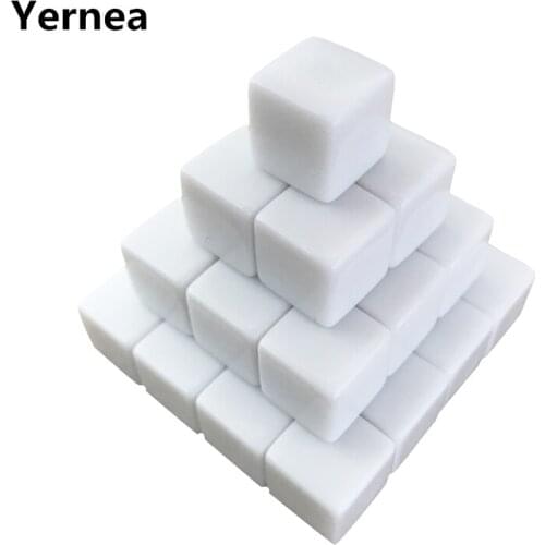 Yernea 20Pcs/Lot 12mm Dice White Blank Square Corner Dice Set Can Write and Carving Children Teaching Instruments Wholesale