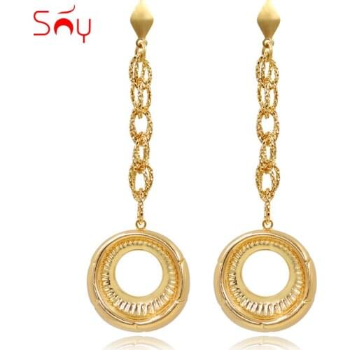Sunny Jewelry Fashion Jewelry 2020 Long Drop Dangle Earrings For Women Copper High Quality Round Vehicle Wheel For Party Wedding