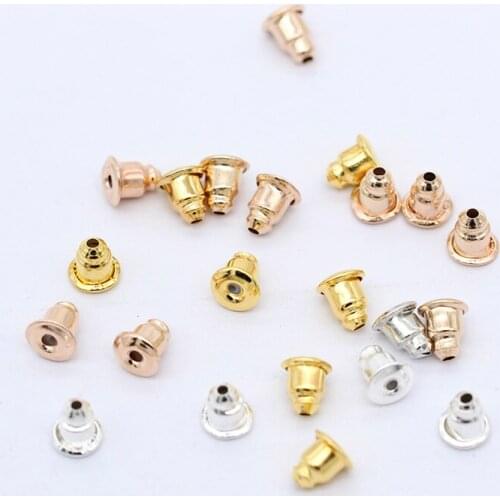 Gold silver Metal Ear Post Nuts Stoppers Earring Backs Safety Bullet Stopper Jewelry Accessories DIY Parts Ear Plugging Cap