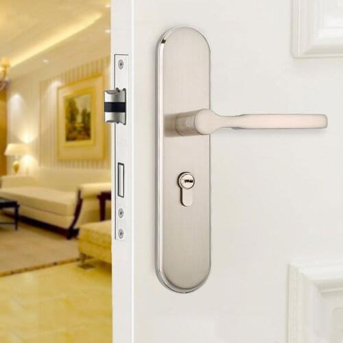 Nickel Brushed Personal Protection Home Lock Modern European Simple Zinc Alloy Furniture Handle Locks Bedroom Bathroom Door Lock