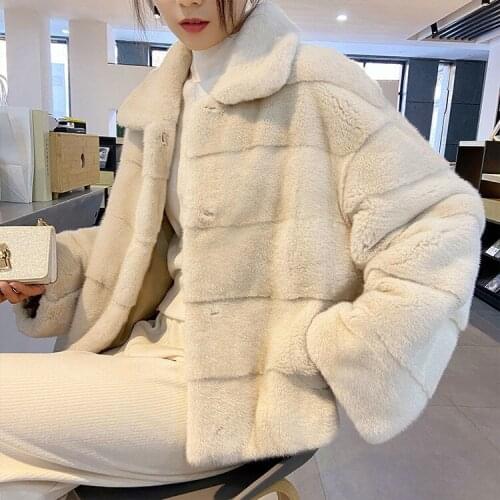 Women 2021 Winter Imitation Mink Hair Coat New Fashion Female Thick Warm Jacket Ladies Elegant Casual Fake Fur Outerwear C453