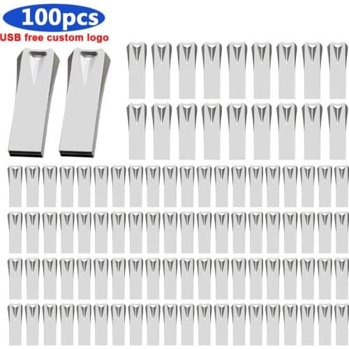 100pcs/lot USB 2.0 waterproof Flash Drive 128GB 64GB USB 2.0 Metal Pen Drive 32GB 16GB 8GB 4GB USB Memory Stick for gift