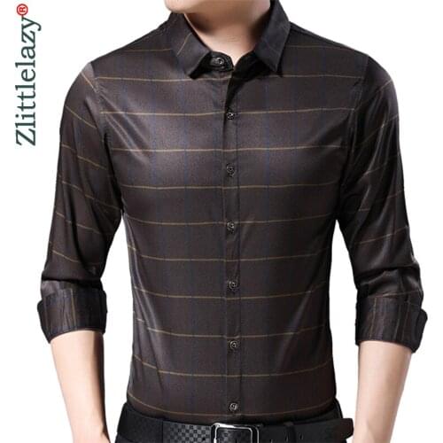 2020 Brand Casual Luxury Striped Long Sleeve Slim Fit Men Shirt Streetwear Social Dress Vintage Shirts Mens Fashions Jersey 9317