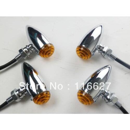 4x Chrome Bullet Mini Turn Signal For Harley Sportster Dyna XL Bobber Chopper Honda VTX VT Yamaha S-uzuki Vulcan Cruisers
