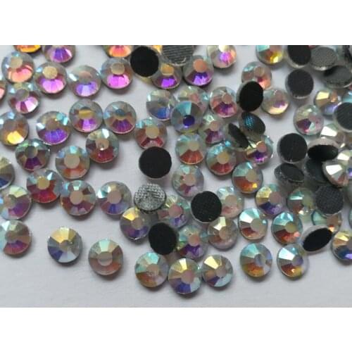 AB color SS20 1440PCS crystal glass DMC machine cut hot fix rhinestones hot fix Iron On Rhinestones garment sewing stones