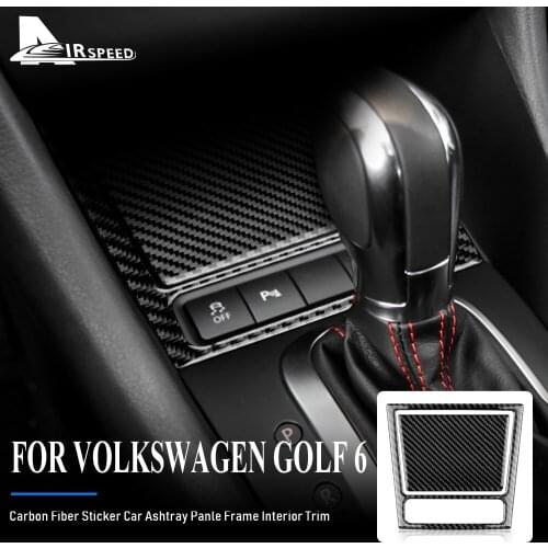 AIRSPEED LHD RHD for Volkswagen VW Golf 6 GTI R 2008-2013 Accessories Carbon Fiber Sticker Car Ashtray Panle Frame Interior Trim