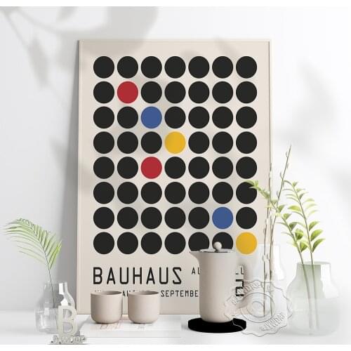 Bauhaus 1923 Weimar Geometry Wall Art Print, Exhibition Bauhaus Poster, Minimalism Nordic Round Dot Wall Picture Home Art Decor