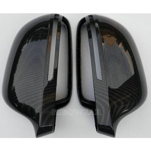 Side Mirror Covers Cap for Audi A6 C6 4F A4 A5 B8 8K Q3 (Carbon Look) SQ3 A8 D3 S4 S5 S6 S8 2008 2009 2012 A3 8P