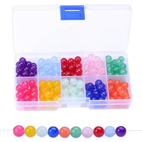 8MM natural stone beaded jade cereal white stone color ball bead boxed DIY beaded 10 color combination box beads