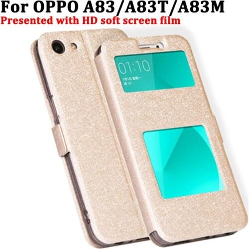 Open window cover For OPPO A83 A83T A83M Case cover PU leather Cases OPPOA83 flip shell For OPPO A83 T M coque back cover