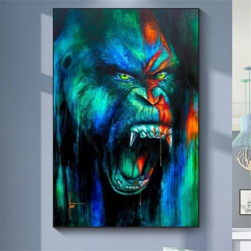 Graffiti Art Watercolor Animals Prints on Canvas Wall Art Cool Monkey Decorative Paintings for Living Room Cuadros Home Decor