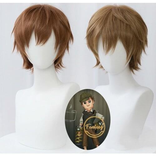 Identity V Naib Subedar Cosplay Heat Resistant Synthetic Brown Short Hair Halloween Party + Free Wig Cap