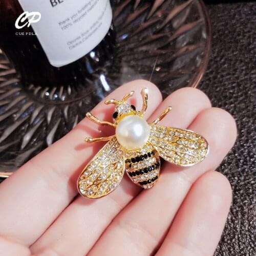Fashion Big Pearls Bee Insect Brooch For Women Wedding Party Brooches Jewelry