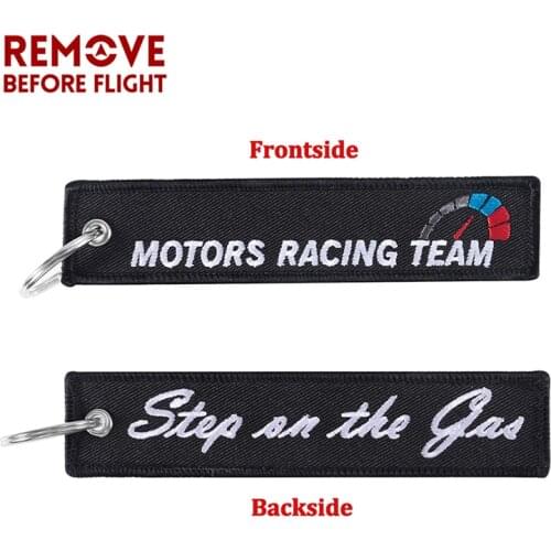 Fashion Motors Racing Team Keychain for Car Motorcycles Step on the Gas Car Key Chain Cool Key Keychains Tags Chaveiro