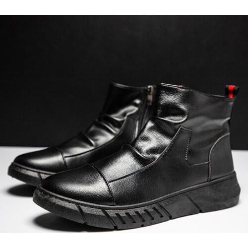 Men Ankle Chelsea Boots Outdoor Autumn Spring Non-slip Zip Walk Male Casual Flats Martin Shoes Sneakers Fashion Comfortable