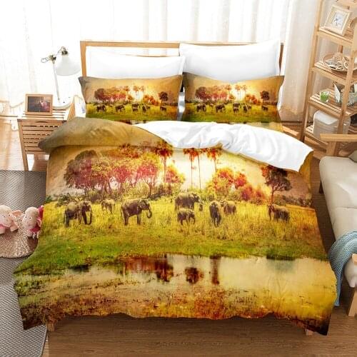 Elephants 3d Bedding Sets Animal Duvet Cover Sets Comforter Fashion Luxury Scenery Decor Bed Linen Twin Queen King Single Size