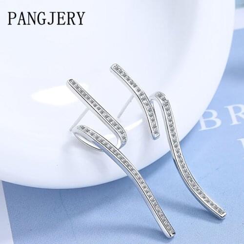 PANGJERY Prevent Allergy 925 Sterling Silver Long Drop Earrings for Women Elegant Chic Wave Pattern Engagement Jewelry Gifts