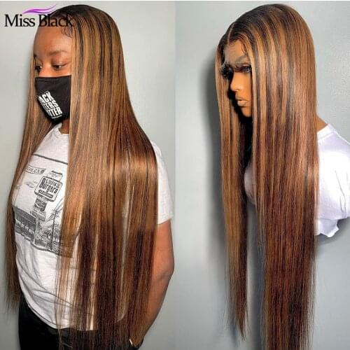 4-27 Highlight Wig Brown Colored Wigs Blonde HD 13X4 Ombre Straight Lace Front Wig Lace Front Human Hair Wigs For Black Women