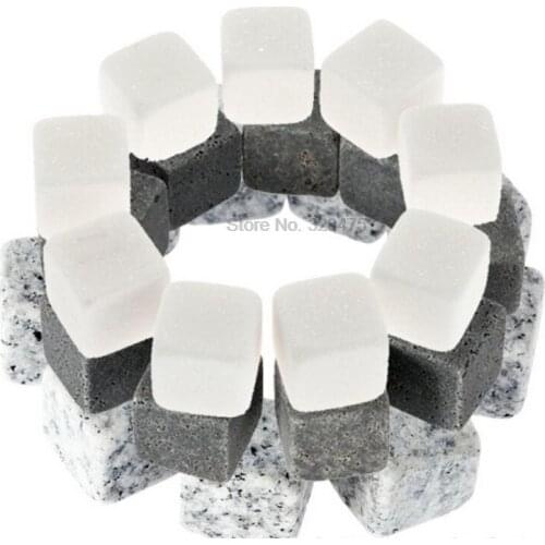 By dhl 100set practical 9pcs/set Natural Whiskey Stones Sipping Ice Cube Whisky Stone Rock Cooler Christmas Bar Accessories