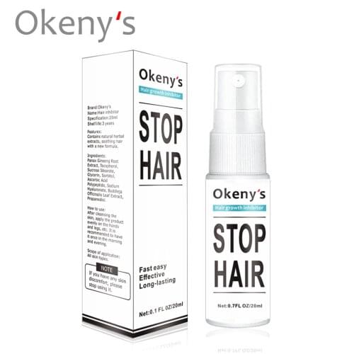 Okenys 20ML Stop Hair Spray Mild Nourishing Liquid Body Stop Hair Growth Inhibitor Shrink Pores Skin Smooth Repair Essence