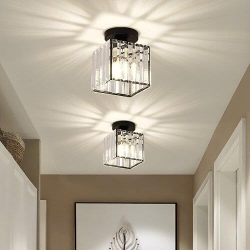 Nordic Crystal LED Ceiling light Fixtures Gold/Black E27 Crystal Plafon Lustres For Living room Ceiling Lamp Home Decoration