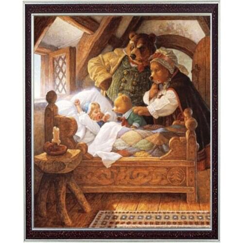 Top Needlework,Art Girl Bear Cartoon Animal DIY Fashion DMC 14CT Cross stitch,sets For Embroidery kits,Cross-Stitching