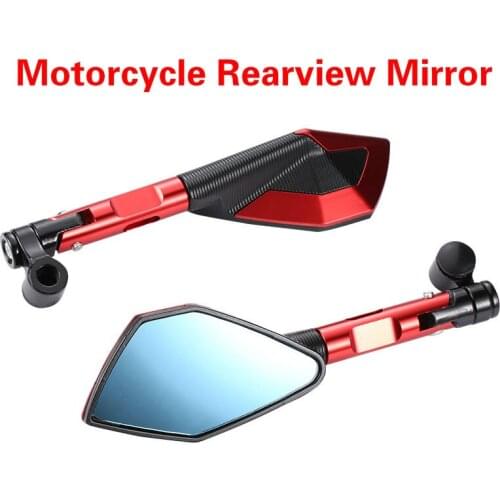 Universal Motorcycle Mirrors Blue Glass Anti-vertigo Moto Accessories CNC Rearview Side Mirrors Mounting Tool Bolts 8mm 10mm
