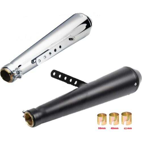 Motorcycle Exhaust Pipe Muffler Cafe Racer Silencer Sliding Bracket Matte Black Silver Exhaust System Tip Escape Moto Universal