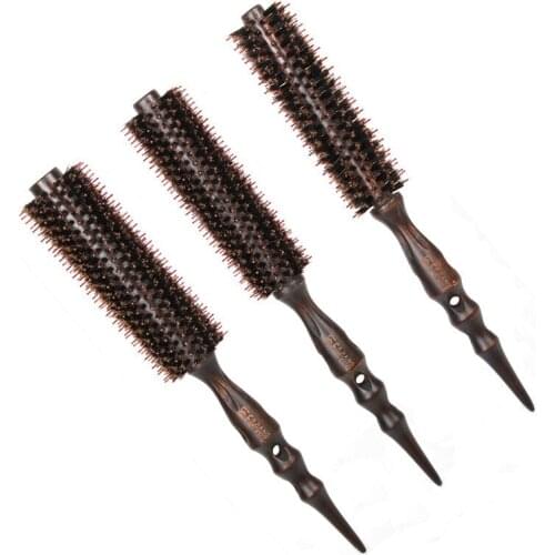 HighResistance Within Buckle Modeling Pure Pig 's Bristles Anti-hand Sweat Hair Rolling Comb Curly Blossom Poepoe Head Cylinder