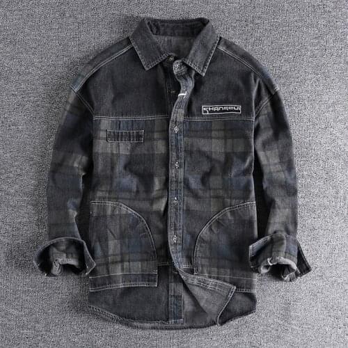 YURUNXIANG Mens Denim Shirts