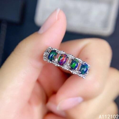 KJJEAXCMY fine jewelry 925 sterling silver inlaid natural black opal trendy girl new gemstone ring support test Chinese style